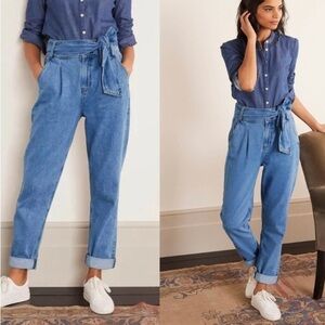 Boden High-Waisted Button-Up Jeans with Belt